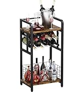 Ansionsol 3-Tier Wine Rack Freestanding Floor with Wood Top, Liquor Stand with Wine Bottle Holder...