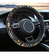 Car Steering Wheel Cover for Women Men, Non-Slip Breathable Steering Wheel, Wildflower Steering W...