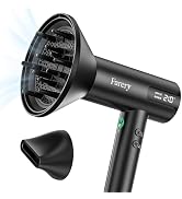 Farery Ionic Hair Dryer - Honeycomb Diffuser for Curly Hair & Even Lift, 1400W & 110,000 RPM for ...