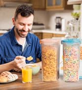 Cereal Containers Storage Set of 2 (6.3L / 213 Oz) Extra Large Tall Airtight Food Storage Contain...
