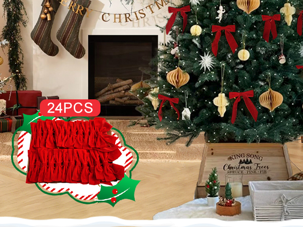 Christmas Decorations Red Velvet Bows Tree Burgundy Home Decor Wreaths Garland Gift Wrapping Wedding