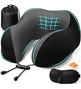 ExploreBliss Travel Pillow, Travel Pillows for Sleeping Airplane, Removable Cover Neck Pillow wit...