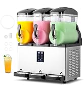 ROVSUN 12 Gallon/45L Commercial Slushy Machine Margarita Machine, 15L X 3 Tanks Slushie Machine F...