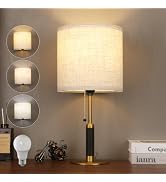 PSDSSHIIS 18.9" Bedside Table Lamp for Nightstand 3-Color Temperatures Living Room Lamp for Bedro...