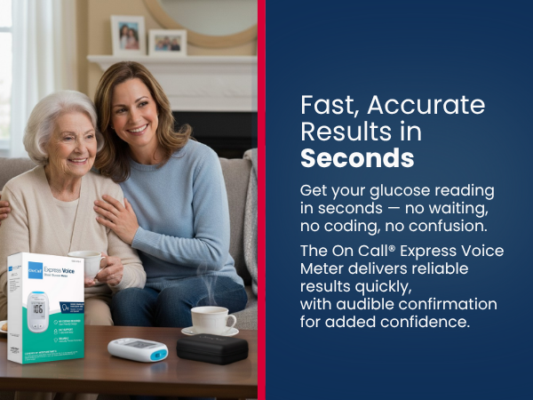 fast and accurate glucose readings in seconds with voice guidance for added confidence