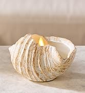 Luminara Coastal Seashell Flameless Candle Moving Flame LED Real Wax Candle (Tun Shell)