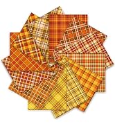 Whaline 12 Pcs Fall Cotton Fabric Bundles 10 x 10 Inch Autumn Buffalo Plaid Fabric Square Checker...