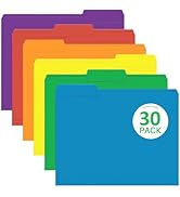 File Folder, PANDRI 30 Pack Colored File Folder, 1/3 Cut Tabs, Letter Size, Assorted 6 Colors Fil...