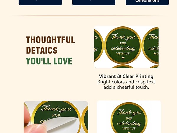 Grass Green Thank You Stickers