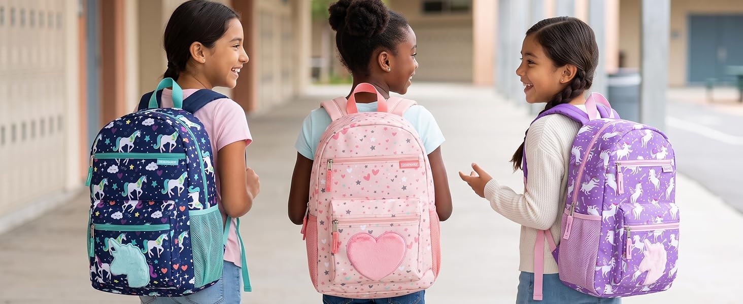 girls backpacks,girls school bags,kids school bags,kids backpacks,unicorn backpack,heart print bag
