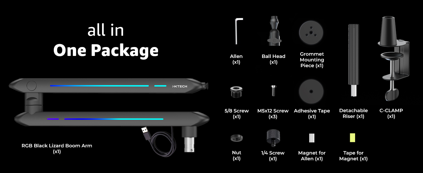 White cable management podcast equipment mic stand gaming accessories microphone pc arm home office