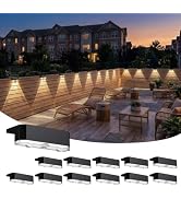 Peasur 12 Pack Solar Fence Lights Outdoor, Deck Light Solar Powered, IP65 Waterproof Led Riling S...