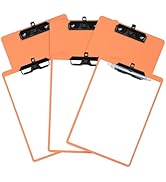 FRETONBA Orange Clipboard with Pen Holder, Set of 6 Plastic Clipboard with Low Profile Metal Clip...
