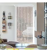 Hysenm Door String Curtains 39x79 Inch White Panel Soft Balls Romantic Glitter Fringe Room Divide...