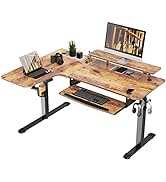 EUREKA ERGONOMIC Standing Desk with Keyboard Tray, Computer Desk, 61" L Shaped Electric Adjustabl...