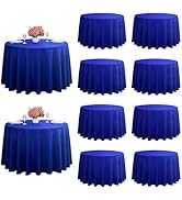 ZarzaaSik 10-Pack Round 108-inch Royal Blue Table Cloths, Solid Stain and Wrinkle Resistant Circu...