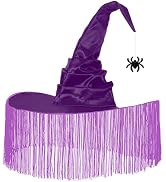 WXOIEOD Purple Witch Hat for Woman Adult Large Wizard Hats Halloween Cosplay Costume with Bat Dec...