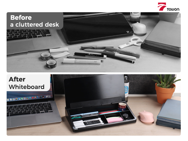 glass desktop whiteboard black with organization