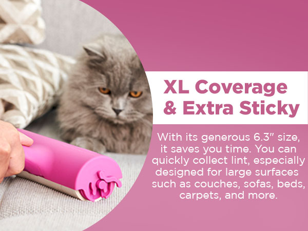 Extra Large Lint Roller Giant for Pet Hair Furniture Bed Couch Floor with Extra Sticky Total