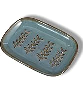 Aesthetic Ceramic Soap Dish for Shower, Soap Holder with Raised Relief, Shower Soap Dish for Sham...