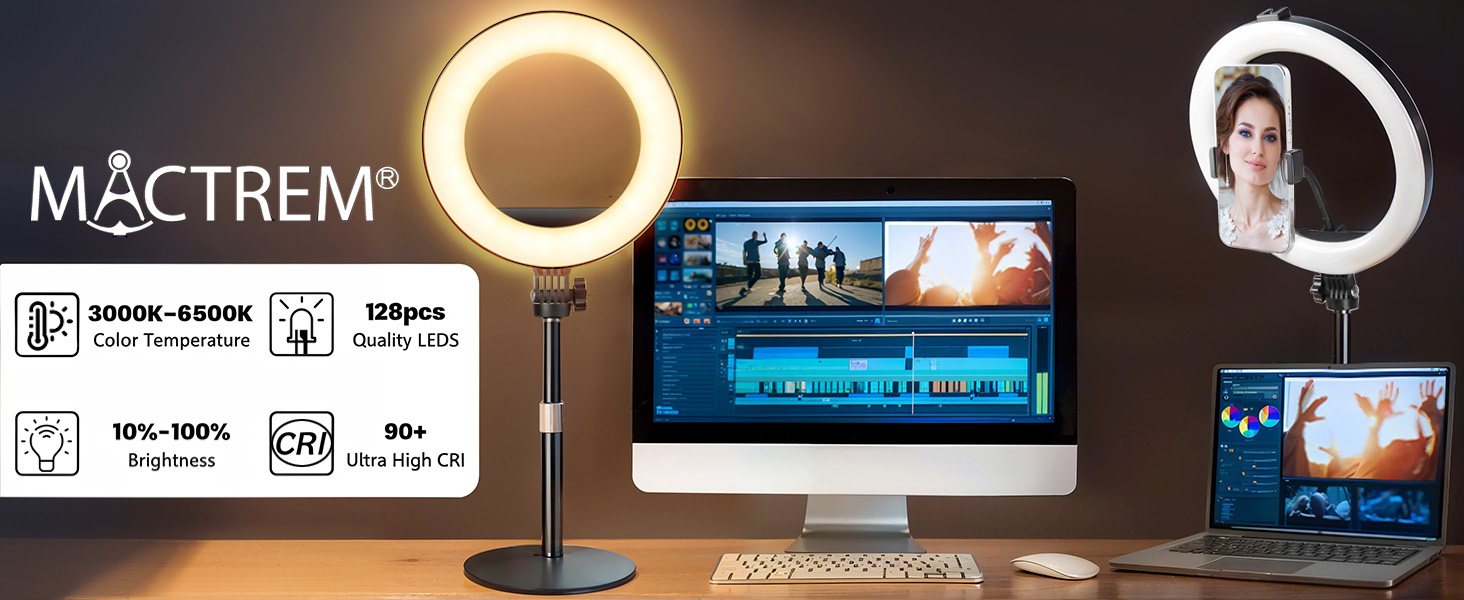 desk ring light with stand