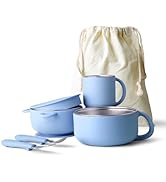 Bakpoco Kids Dinnerware Set - 6 Piese Toddler Plates and Suction Bowls Set with Kids Utensils&Cup...