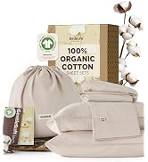 Bedsure 100% GOTS Organic Cotton Sheets, Fair Trade Certified Queen Bedding Set, Eco-Friendly, So...