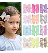 XIMA Glitter Hair Bows for Girls, 24 Piece Set with Alligator Clips, Rainbow Sparkle Hair Accesso...