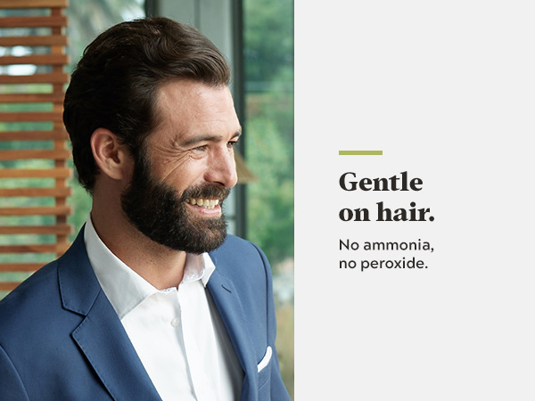 Gentle on hair. No ammonia, no peroxide.