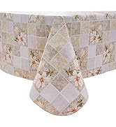 LIBERECOO Vinyl Tablecloth Flannel Backed Stain-Resistant Rectangle PVC Table Cloth Waterproof Oi...