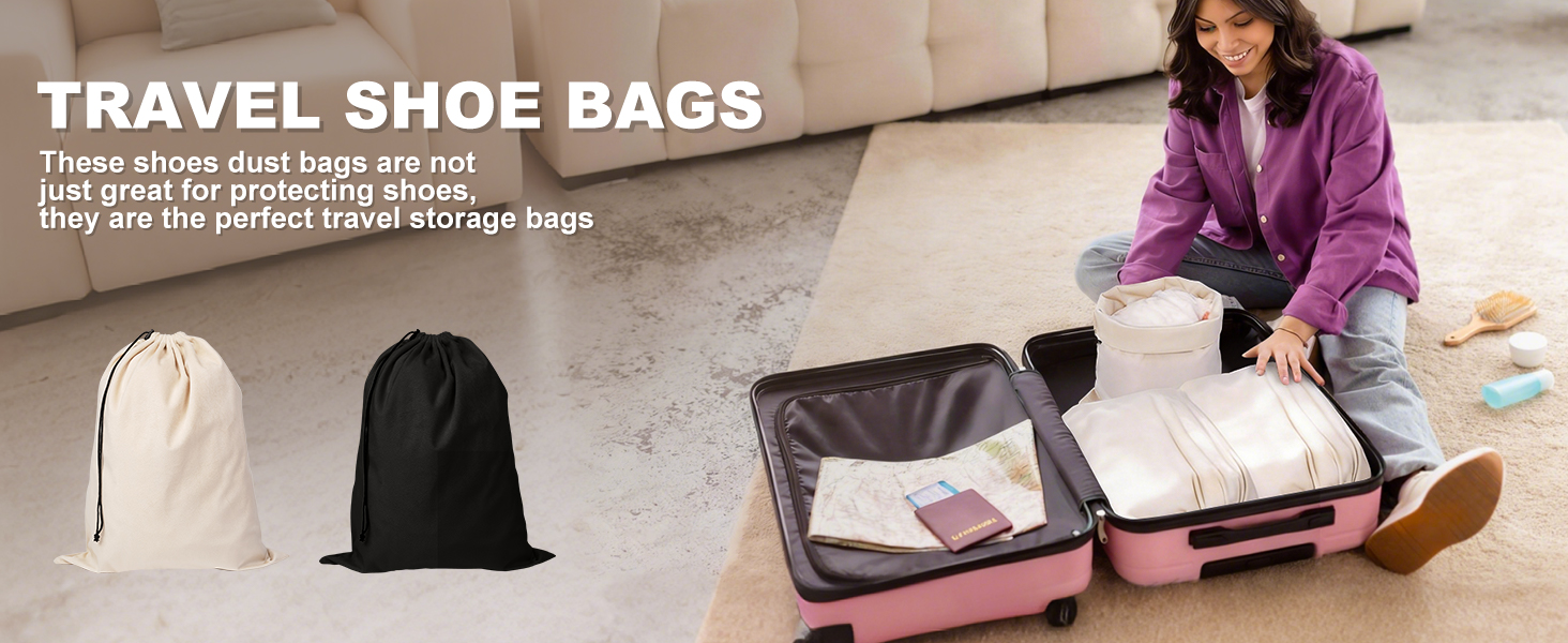 Dustproof Shoe Bags Duster Flannel Shoes Storage with Drawstring Closure