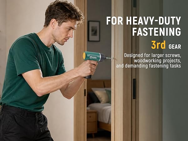 Cordless screwdriver for woodworking projects and heavy-duty fastening applications