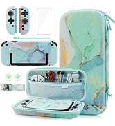 GLDRAM Carrying Case for Nintendo Switch 2, Green Marble Texture Accessories Kit with Portable Tr...