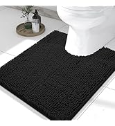 Smiry Chenille U-Shaped Toilet Bathroom Rugs, Soft Absorbent Non-Slip Contoured Rugs, Machine Was...