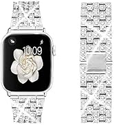 Dsytom Bing Band Compatible with Apple Watch Band 38mm 40mm 41mm,Jewelry Replacement Metal Wristb...