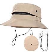 TXJ Sports Fishing Hat for Men Women, Foldable Sun Hat Breathable Bucket Hat UV Protection for Hi...