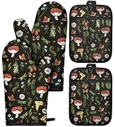 Miss Adola Cotton Oven Mitts and Pot Holders Sets - Cute Funny Farmhouse Boho Quilted Lining Heat...