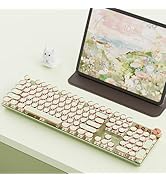 EWEADN V20 Typewriter Keyboard Wireless, 104 Keys Typewriter Style Mechanical with White Backlit,...