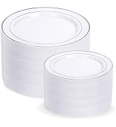 200 Pcs Silver Plastic Plates - Heavy Duty Disposable Party Plates, Silver Plates Disposable Incl...
