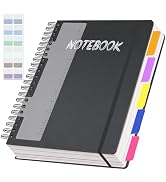 Ouzoustate 5 Subject Notebook College Ruled, 300 Pages A4 Hardcover Spiral Notebook with Removabl...