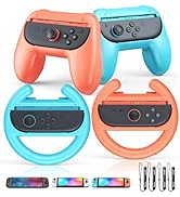 Hand Grips and Ergonomic Racing Wheels Handle for for Joy Cons Controller, Family Sports Party Pa...