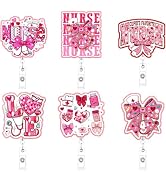 Valentine's Day Nurse Badge Reel - Cosmisun 6 Pcs Bow Love Heart Badge Reels Retractable Glitter ...