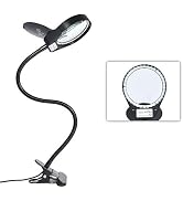 Magnifying Glass Lamp 3X 10X, Stepless Dimmable LED Magnifying Lamp with Dust Cover Metal Clamp,A...