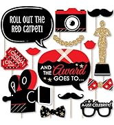 Big Dot of Happiness Red Carpet - Movie Night Essentials, Photo Booth Props, Film-Themed Decorati...