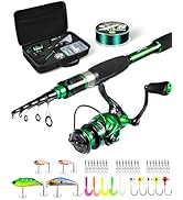 Ghosthorn Fishing Rod and Reel Combo Graphite Telescoping Fishing Pole Portable Travel Kit with C...