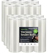 Vacuum Sealer Bags For Food: 12 Pack 6 Rolls 11"x20' + 6 Rolls 8"x20' Commercial Grade BPA Free B...