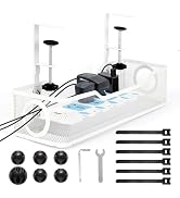 Under Desk Cable Management Tray - Aoriyar Cable Tray Organizer No Drill, White Desk Cord Managem...