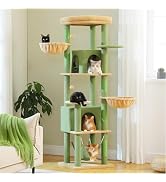 PAWZ Road Tall Cat Tower, 70 Inch Cat Tree with Hammock, 5 Scratching Posts, 2 Condos and a Large...