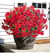 Ouddy Decor 12 Pcs Artificial Geranium Flowers for Outdoors, Fake Silk Flowers UV Resistant Reali...