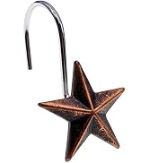 CHICTIE Star Shower Curtain Hooks Rings, Set of 12 Retro Bronze Decorative Shower Hooks,Stainless...